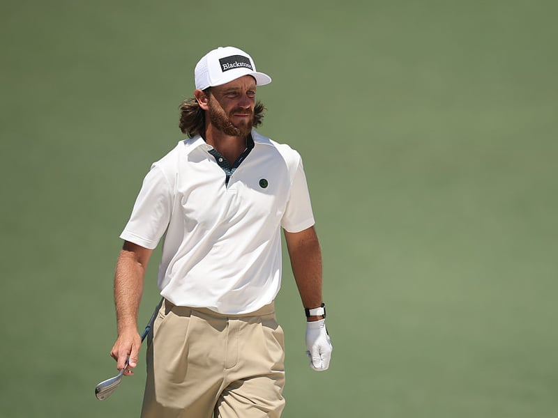 Tommy Fleetwood of England looks on from the second green.