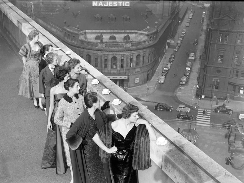 Models on the rooftop of Queens Hotel, Leeds, in the early 1950s