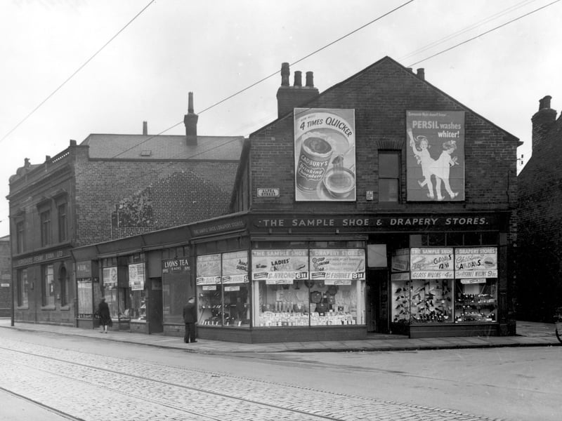 Dewsbury Road at the junction with Alpha Street pictured in October 1954.