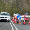 The Snake Pass is reduced to one lane at the Alport landslip.