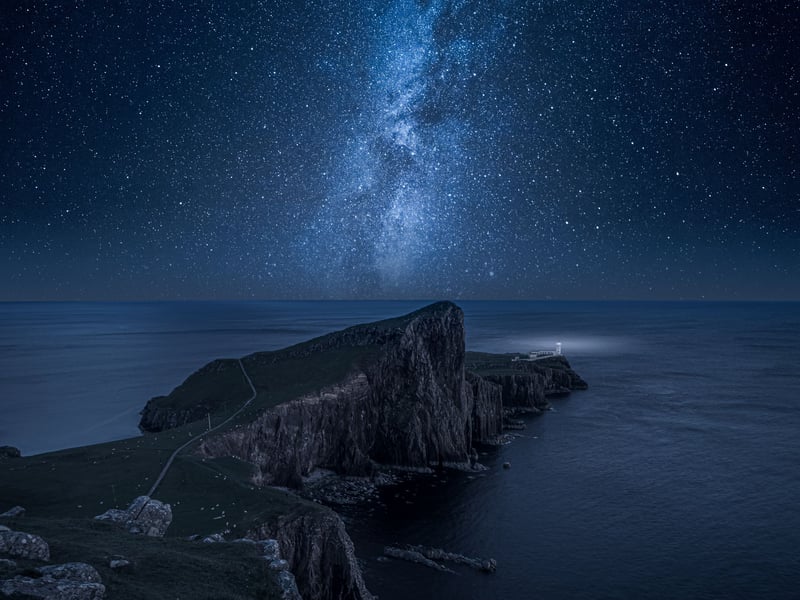 Again, the Isle of Skye is home to a number of excellent locations for gazing into the dark, night sky. There are 9 Dark Sky Discovery Sites on the island, including Neist Point, pictured here.