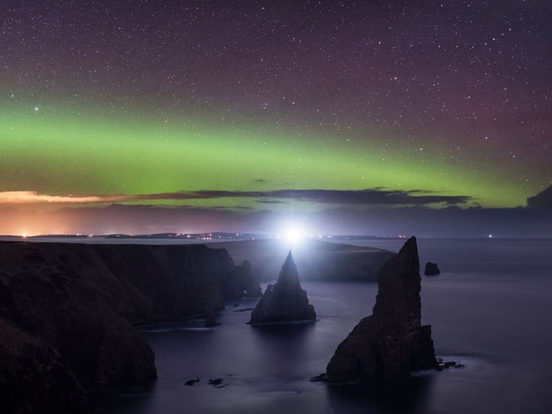 As well as the islands, Caithness and the north coast of Sutherland are both also renowned for their views of phenomena such as the Northern Lights due to low levels of light pollution, and are just as popular among enthusiasts.