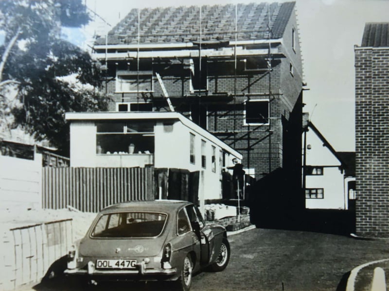Shifnal in the late 70s, showing the newly built salon on Cheapside, created by hairdresser David Webb and his father.