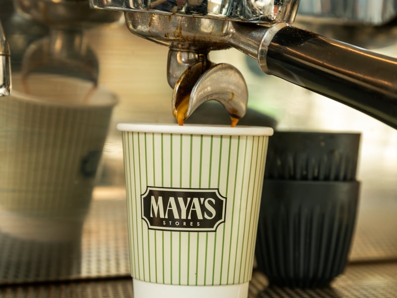 Maya's Stores serves speciality coffee and award-winning hot chocolates.