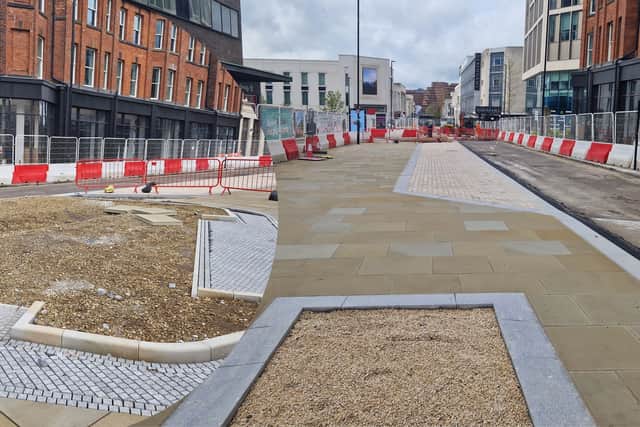 Over the past year work has been done to pedestrianise Pinstone Street.