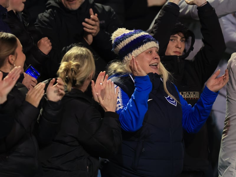 Brilliant photos of jubilant Pompey faithful celebrating triumph over Ipswich Town under the lights at Fratton.