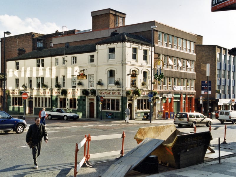 A view from Vicar Lane looking towards Templar Street and the Templar Hotel in October 1999.