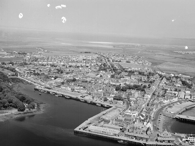 An aerial view of Stornoway on the Isle of Lewis in March 1952