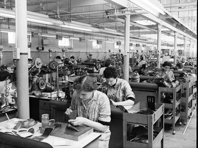Workers at the Saxone Shoe Company factory, Kilmarnock, in September 1958