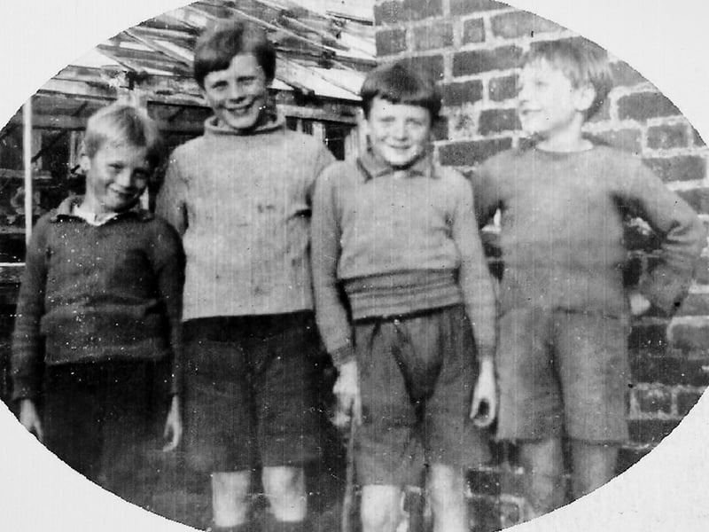 The Gill brothers, who came to the village of Norton-in-Hales as evacuees at the beginning of the Second World War in 1939. From left: Sydney Gill, Albert Gill, Edward Gill, and Kenneth Gill. 