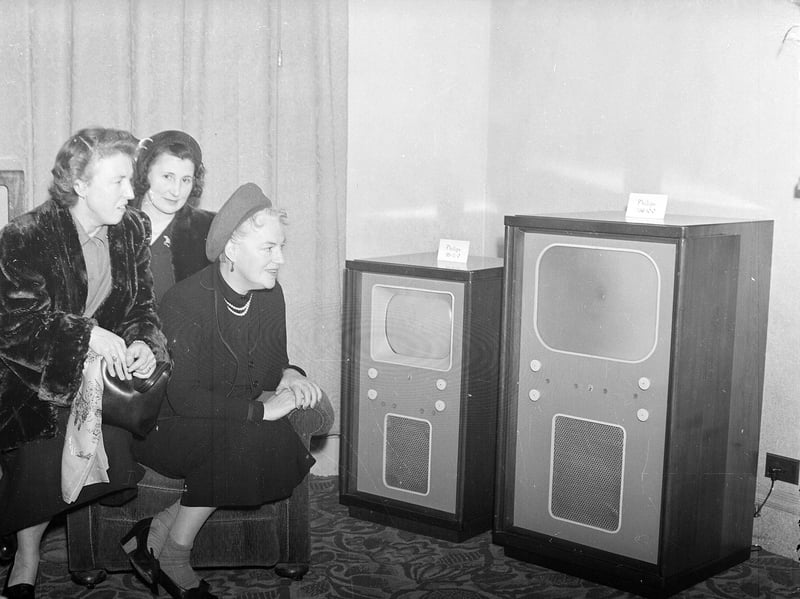 Singer Gracie Fields visits the television lounge at Jenners department store, Edinburgh, in November 1952, with her friends, Mary Davey and Greta Beattie