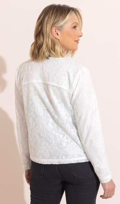 The Anna Rose Embroidered Lace Bomber Jacket from Klass.