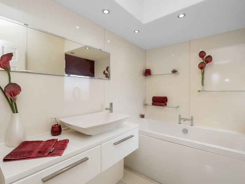 The Portobello property's stylish bathroom is well presented and a great size.