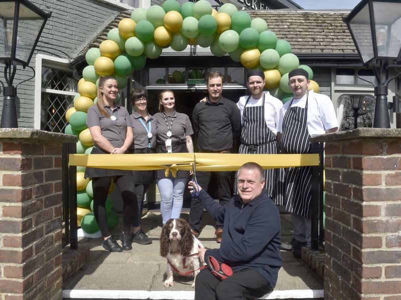 The Woodpecker pub in London Road, Waterlooville, reopened on Thursday, April 16, 2026, after a refurbishment.


Pictured is: (back l-r) Ella McAndrew, front of house, Vicky Combs, front of house, Jade Davall-Lowe, shift supervisor, Ethan Allen, kitchen manager and Aaron Sloper, kitchen team leader, with (front) long standing regular of 27 years Alan Sawyer with his dog Freckles (11). 


Picture: Sarah Standing (160426-9996)