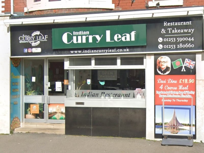 Red Bank Road, Blackpool, FY2 9HX | 4.3 out of 5 (327 Google reviews) | "We popped into Curry Leaf on a whim and had the best curry and hospitality in ages."
