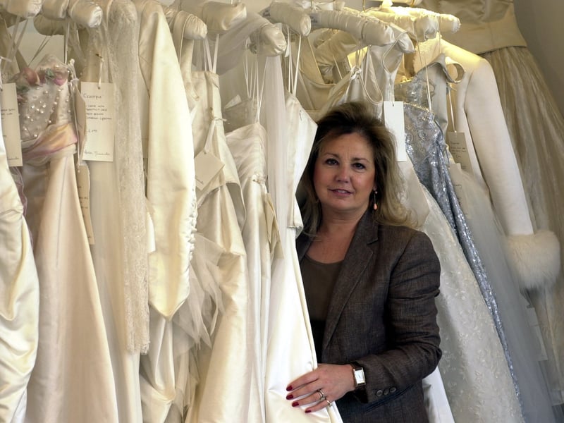 Dress designer Anita Massarella pictured at her shop on Harrogate Road in May 2002.