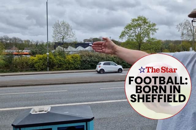 Steve Wood gestures to the site of Sheffield FC's former ground. Photo: David Kessen, National World
