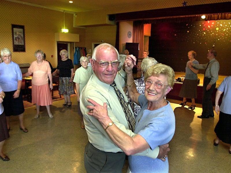 Ronnie and Joan Jay with dancers at Moortown Social Club. Pictured in October 2003.