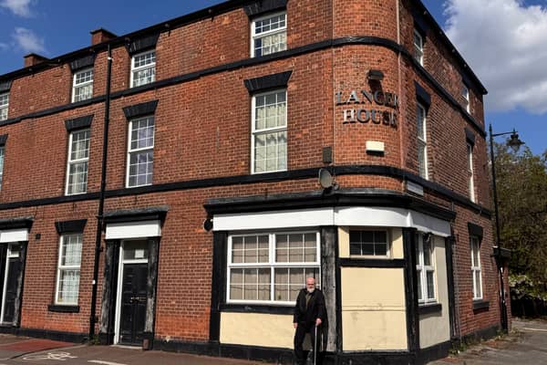 The Royal Lancers pub as it is known today, Lancer House. Local Historian, Ron Clayton, stands outside the building