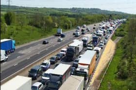 Traffic jams on the M1 today: Picture: National Highways