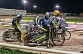 Sheffield and Ipswich speedway riders at the two clubs' meeting at Owlerton last September. Photo: David Kessen, Iconic Media