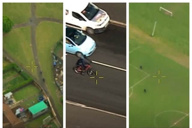 Two balaclava-clad riders exceeded multiple speed limits as they undertook and overtook drivers