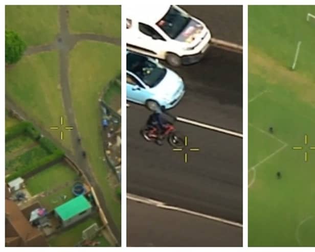 Two balaclava-clad riders exceeded multiple speed limits as they undertook and overtook drivers