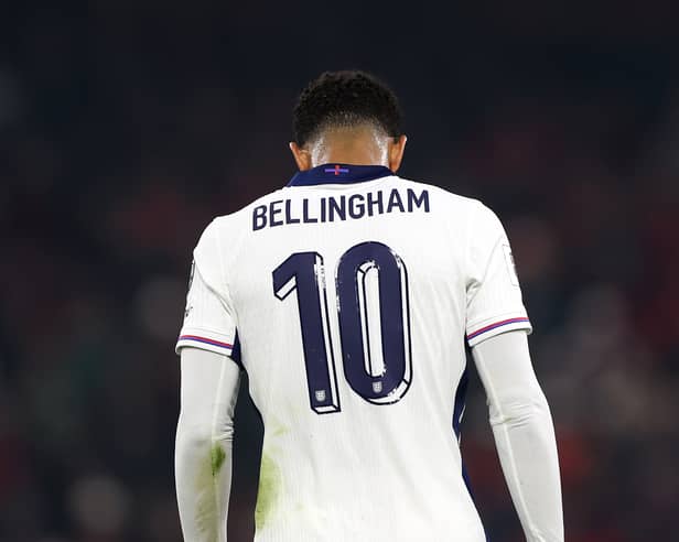 Jude Bellingham will wear the number 10 shirt for England at this summer's World Cup. Photo by Alex Pantling/Getty Images