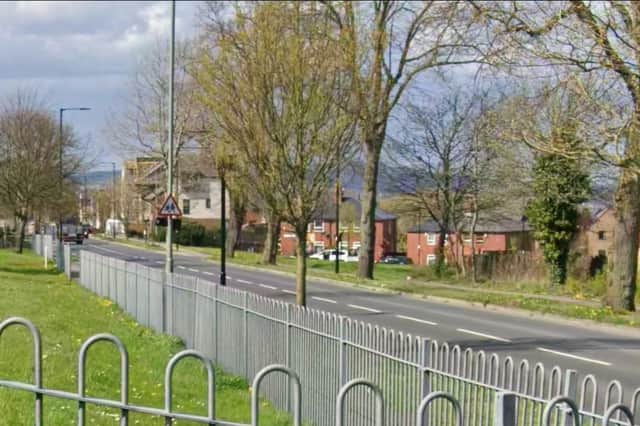 An e-bike and a bicycle collided on Harborough Road, Manor, Sheffield. Photo: Google