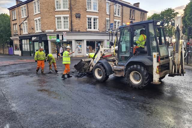 A resurfacing team in Nether Edge, Sheffield.