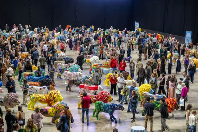 The Pride of Yorkshire sculpture trail consisted of150 full-sized lions decorated by artists and famous faces, while 150 cubs were painted by schools and community organisations