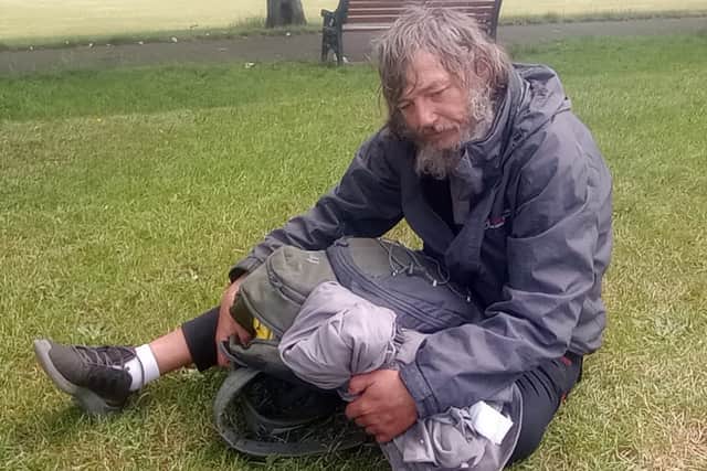 Kenny Kennedy said he had slept in his tent in Town Fields, Doncaster, before it was burnt. Photo: Martin Herron