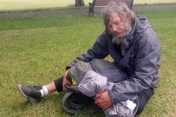 Kenny Kennedy said he had slept in his tent in Town Fields, Doncaster, before it was burnt. Photo: Martin Herron
