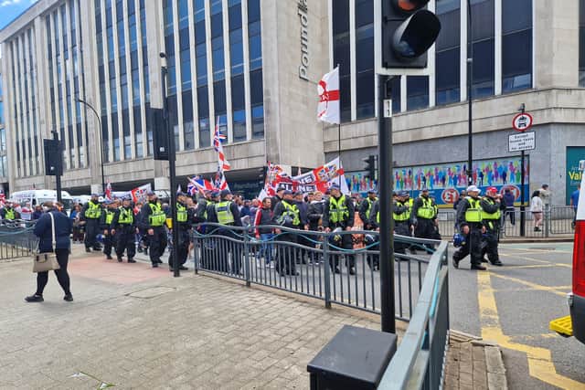 The Raise the Colours Protest in Sheffield today. Photo: Iconic Media