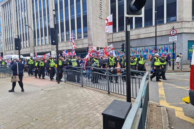 The Raise the Colours Protest in Sheffield today. Photo: Iconic Media