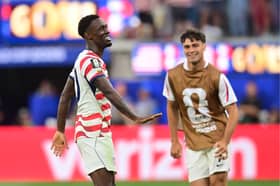 Folarin Balogun (left) scored twice in the USA’s World Cup opener.