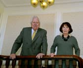 16/5/13  The two speakers at the Yorkshire Post Literary luncheon at the Cairn Hotel in harrogate yesterday(thurs) Roy Hattersley and Frances Brody.