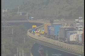 Picture shows emergency services after a crash near junction 34 of the M1, near Sheffield. Photo: National Highways