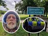 Picture shows Hillsborough Park, and inset, police, and Steve Jones. Photo: Iconic Media / Steve Jones