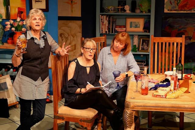 Evie (Vanessa Duffy) putting the world to rights with Donna (Angela Hall) and Nell (Linda Sunners).