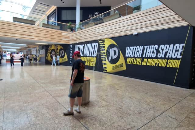 JD is reopening at Meadowhall after 14 months and will have a 200ft frontage.
