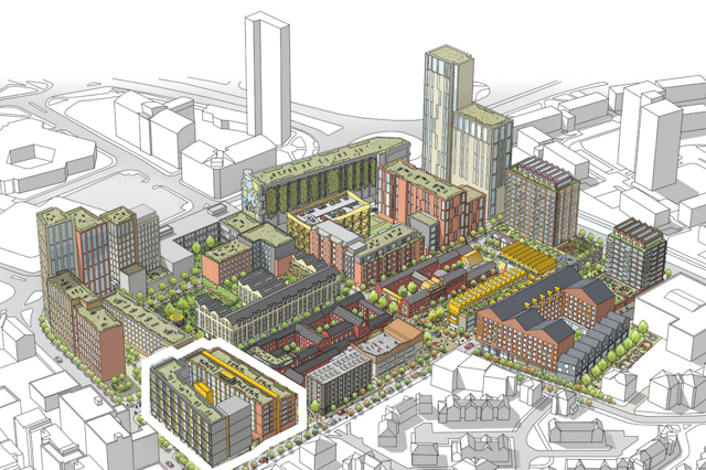 Fitzwilliam, highlighted, is part of the Mesters' Village vision for flats between Fitzwilliam Street, left, and Hanover Way, right.
