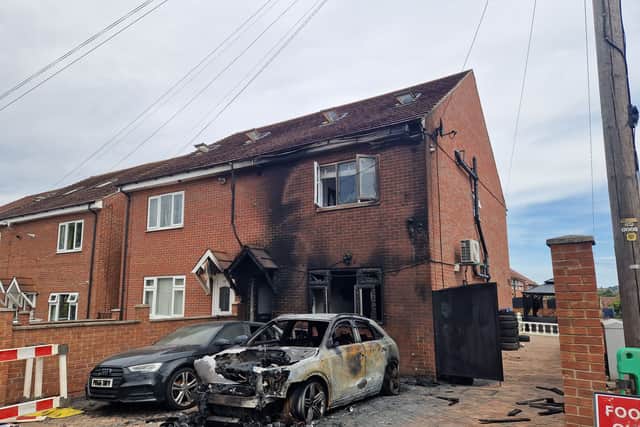 Pictures show the damage after a suspected arson on St John's Road in Rotherham. Photo: Kerrie Beddows
