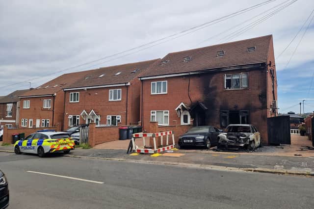 Pictures show the damage after a suspected arson on St John's Road in Rotherham. Photo: Kerrie Beddows