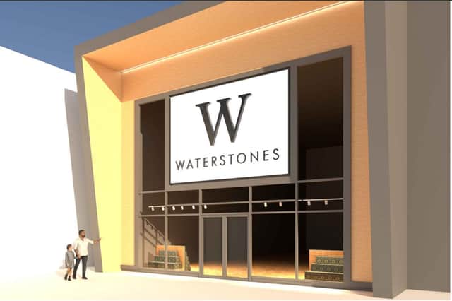Artists impression shows a proposed sign on the planned Waterstones at St James Retail Park, Sheffield. Photo: Waterstones