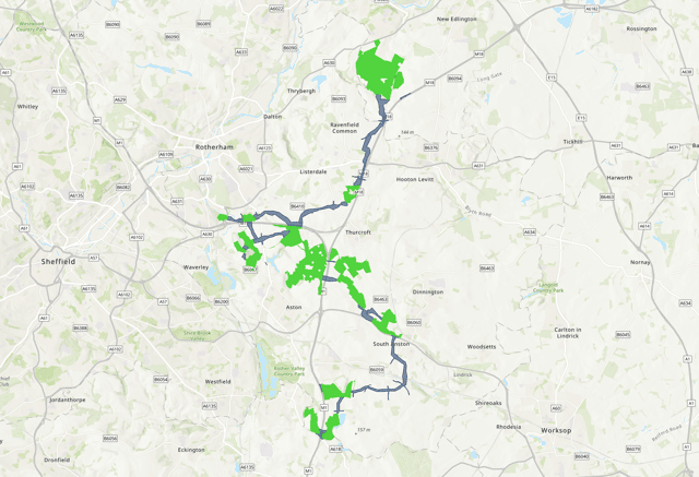The ‘solar sites', in green, would include solar panels and other infrastructure, as well as areas for wildlife.
The areas in blue are underground cables and access roads.