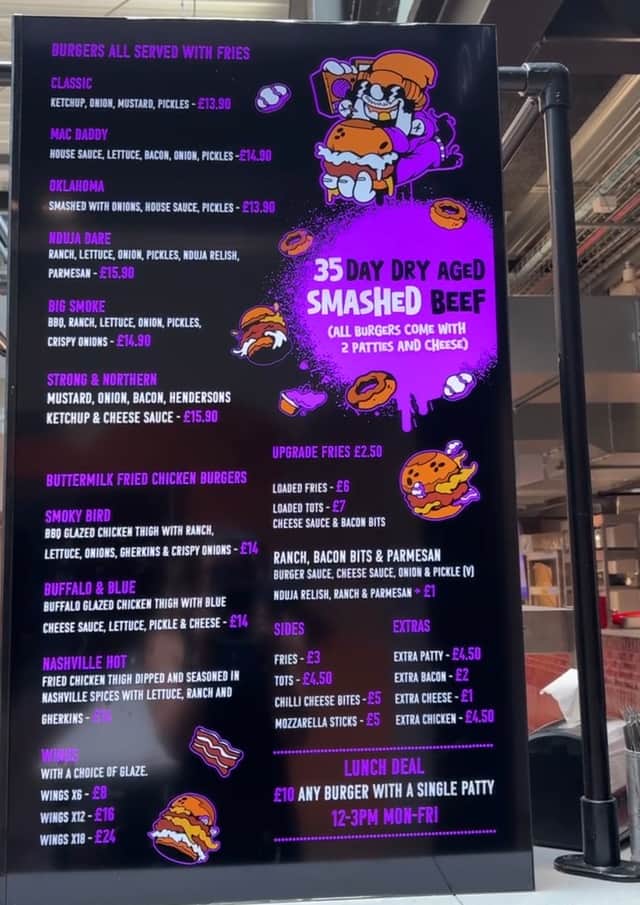 This is the menu at Jimmy's Burgers