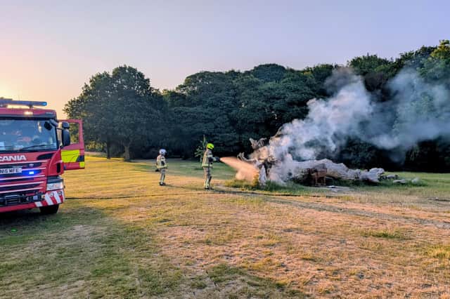 Firefighters in Graves Park, Sheffield, in the early hours. Picture: Dek Smith
