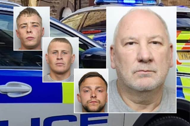 Adrian Frost (right) fatally wounded 26-year-old Connor Batty when he shot him in the chest from the top of the staircase at his home in Barnsley Road, Hemsworth, West Yorkshire, on the night of September 11, 2025.
Batty’s trio of Barnsley accomplices - Lewis Bromley (top left); Dylan Kelly (middle left) and Connor Turner (bottom left) had alerted his family members who attended the scene