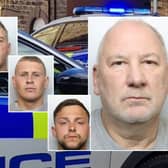 Adrian Frost (right) fatally wounded 26-year-old Connor Batty when he shot him in the chest from the top of the staircase at his home in Barnsley Road, Hemsworth, West Yorkshire, on the night of September 11, 2025.
Batty’s trio of Barnsley accomplices - Lewis Bromley (top left); Dylan Kelly (middle left) and Connor Turner (bottom left) had alerted his family members who attended the scene
